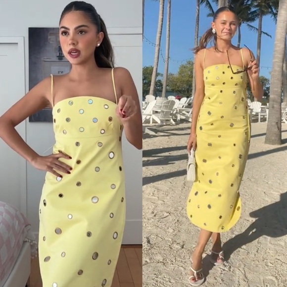 ALEXIS Malia Cotton Midi Dress Yellow NEW with tags - Picture 2 of 9